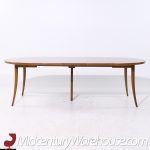 Harvey Probber Mid Century Bleached Mahogany Expanding Saber Leg Dining Table with 4 Leaves