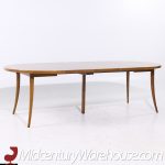 Harvey Probber Mid Century Bleached Mahogany Expanding Saber Leg Dining Table with 4 Leaves