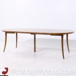 Harvey Probber Mid Century Bleached Mahogany Expanding Saber Leg Dining Table with 4 Leaves