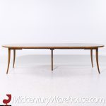 Harvey Probber Mid Century Bleached Mahogany Expanding Saber Leg Dining Table with 4 Leaves