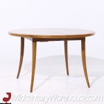 Harvey Probber Mid Century Bleached Mahogany Expanding Saber Leg Dining Table with 4 Leaves