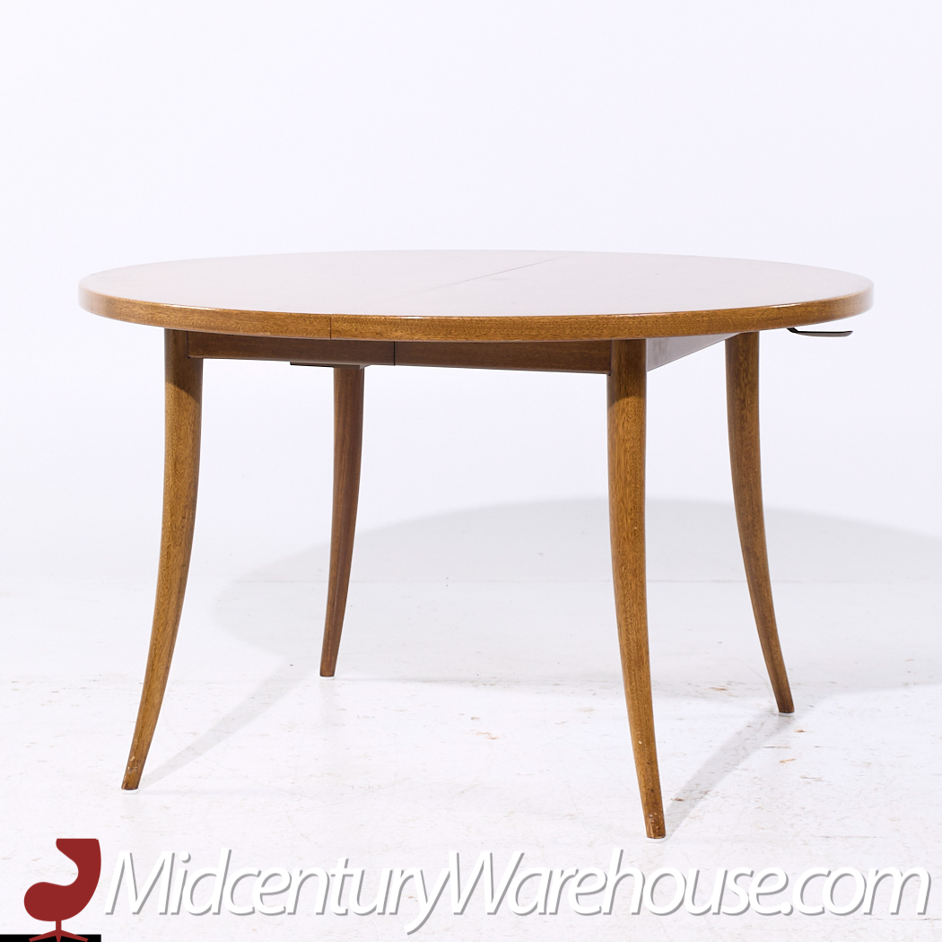 Harvey Probber Mid Century Bleached Mahogany Expanding Saber Leg Dining Table with 4 Leaves