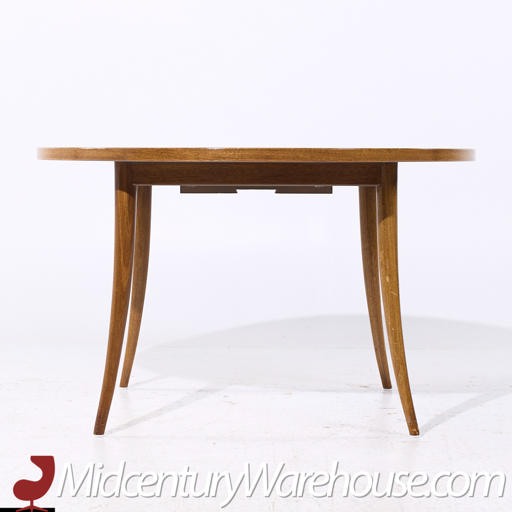 Harvey Probber Mid Century Bleached Mahogany Expanding Saber Leg Dining Table with 4 Leaves