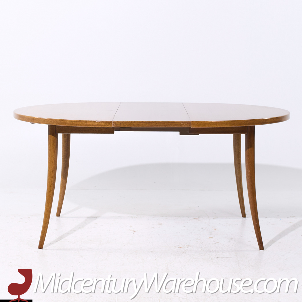 Harvey Probber Mid Century Bleached Mahogany Expanding Saber Leg Dining Table with 4 Leaves