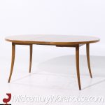 Harvey Probber Mid Century Bleached Mahogany Expanding Saber Leg Dining Table with 4 Leaves