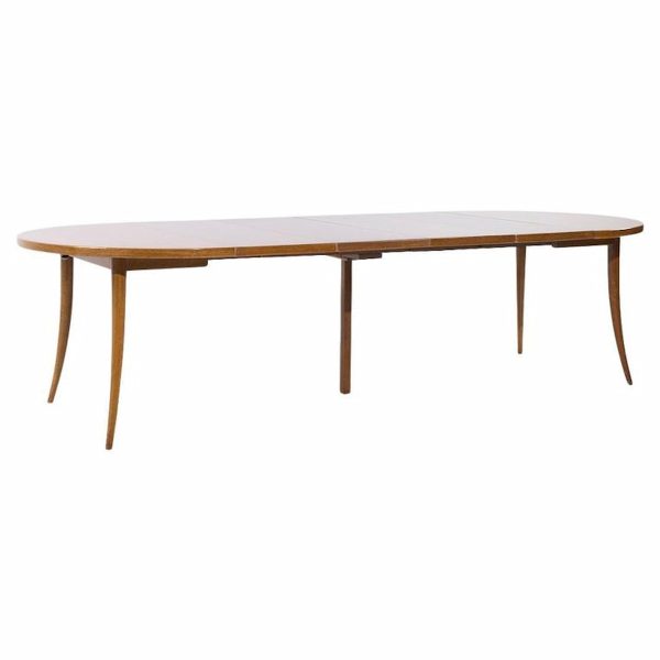 Harvey Probber Mid Century Bleached Mahogany Expanding Saber Leg Dining Table with 4 Leaves