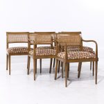 Harvey Probber Mid Century Bleached Mahogany and Cane Dining Chairs - Set of 6