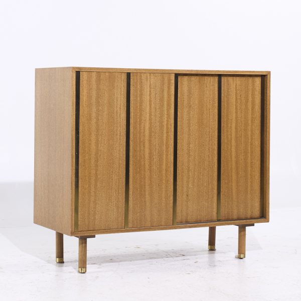 Harvey Probber Mid Century Brass and Mahogany Credenza