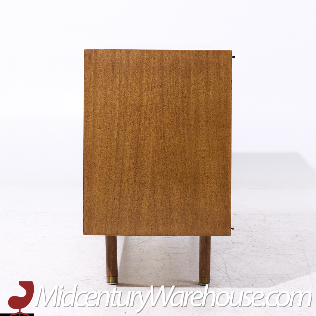 Harvey Probber Mid Century Mahogany and Brass Credenza and Hutch