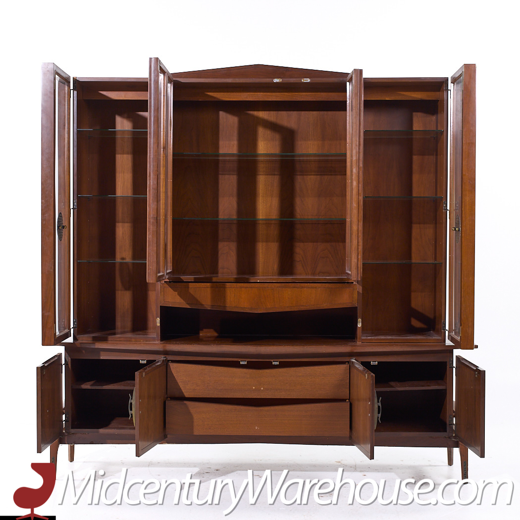 Helen Hobey Baker Mid Century Walnut Credenza and Hutch