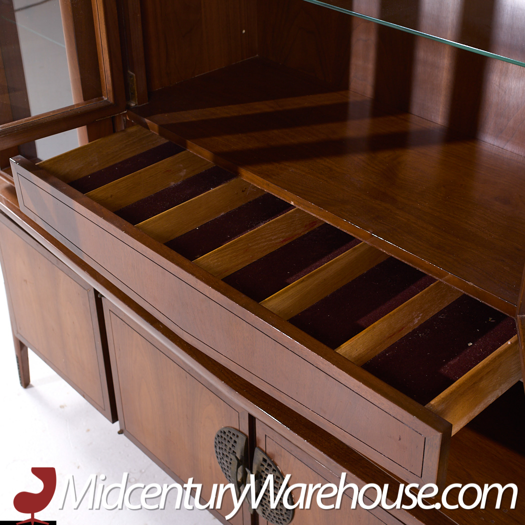 Helen Hobey Baker Mid Century Walnut Credenza and Hutch