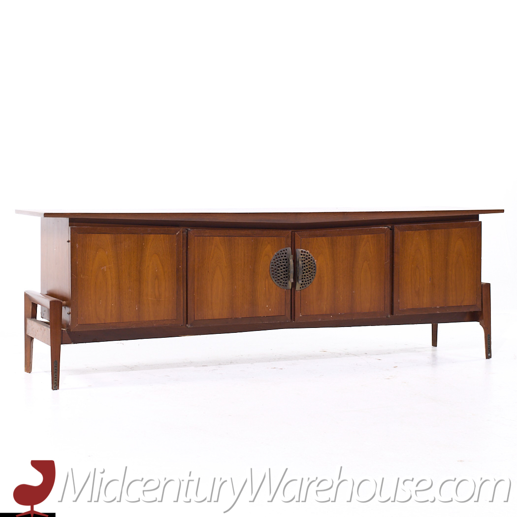 Helen Hobey Baker Mid Century Walnut Credenza and Hutch