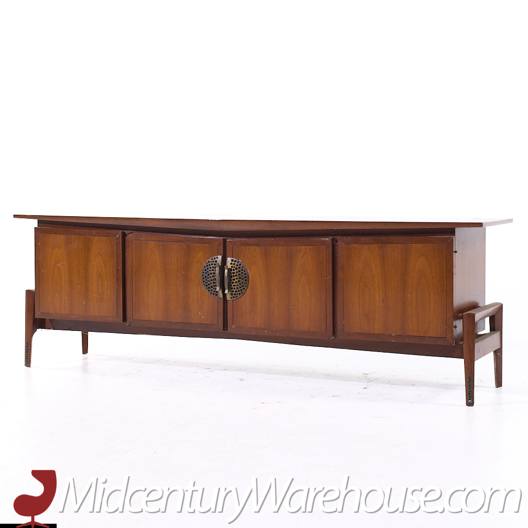 Helen Hobey Baker Mid Century Walnut Credenza and Hutch