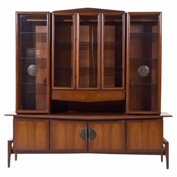 Helen Hobey Baker Mid Century Walnut Credenza and Hutch