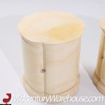 Henredon Mid Century Faux Goatskin Side Tables - Pair