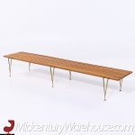 Hugh Acton Mid Century Walnut and Brass Slat Bench