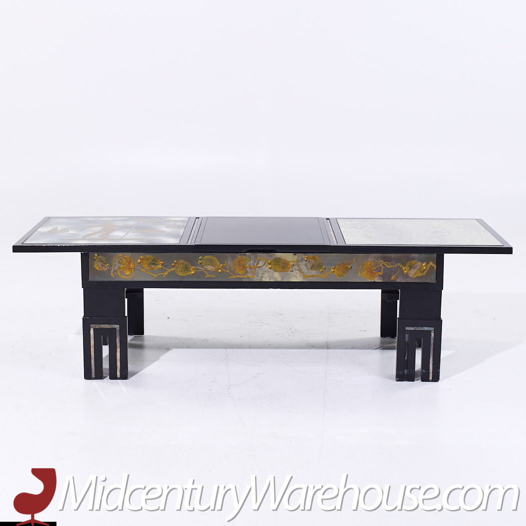 James Mont Mid Century Mottled Glass Coffee Table