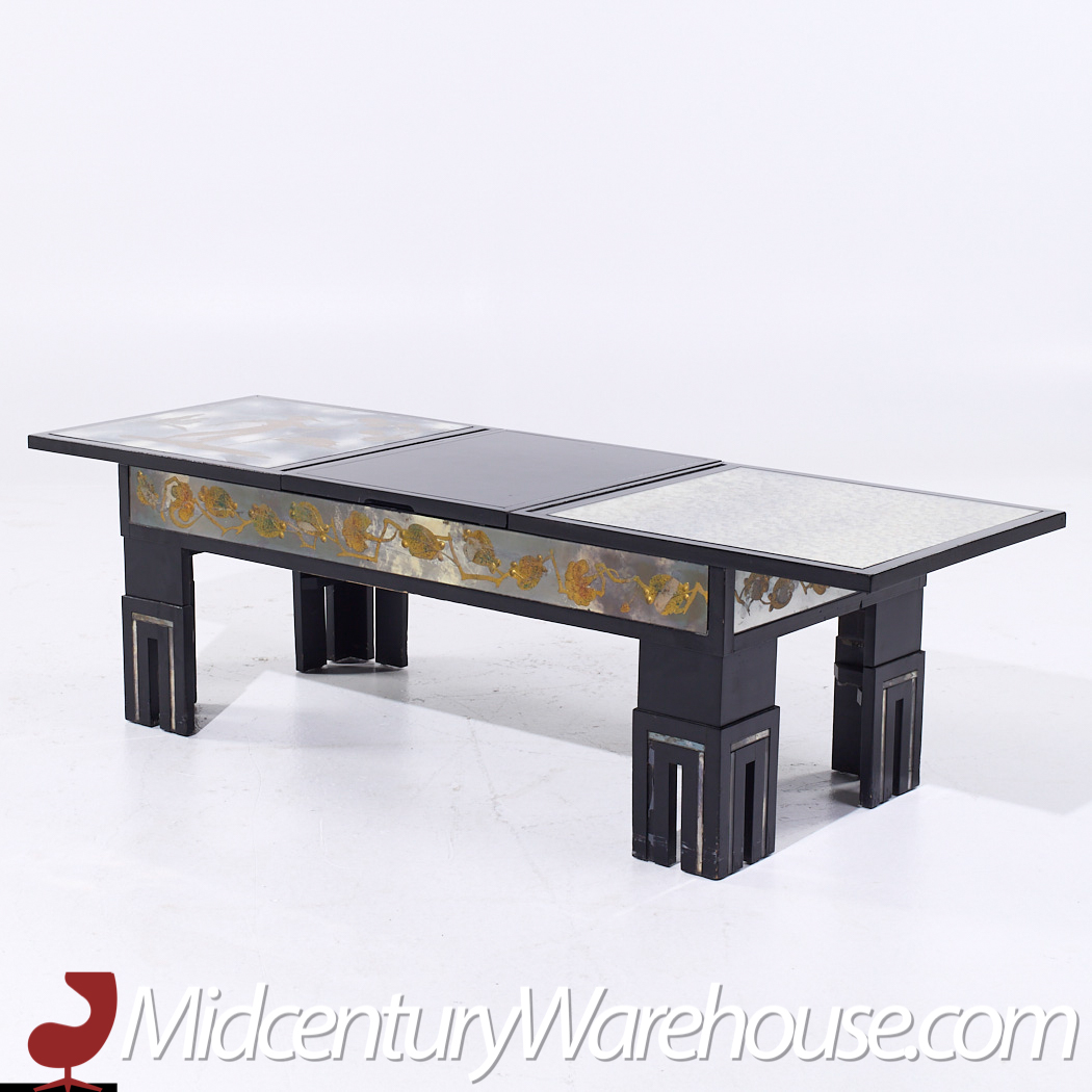 James Mont Mid Century Mottled Glass Coffee Table