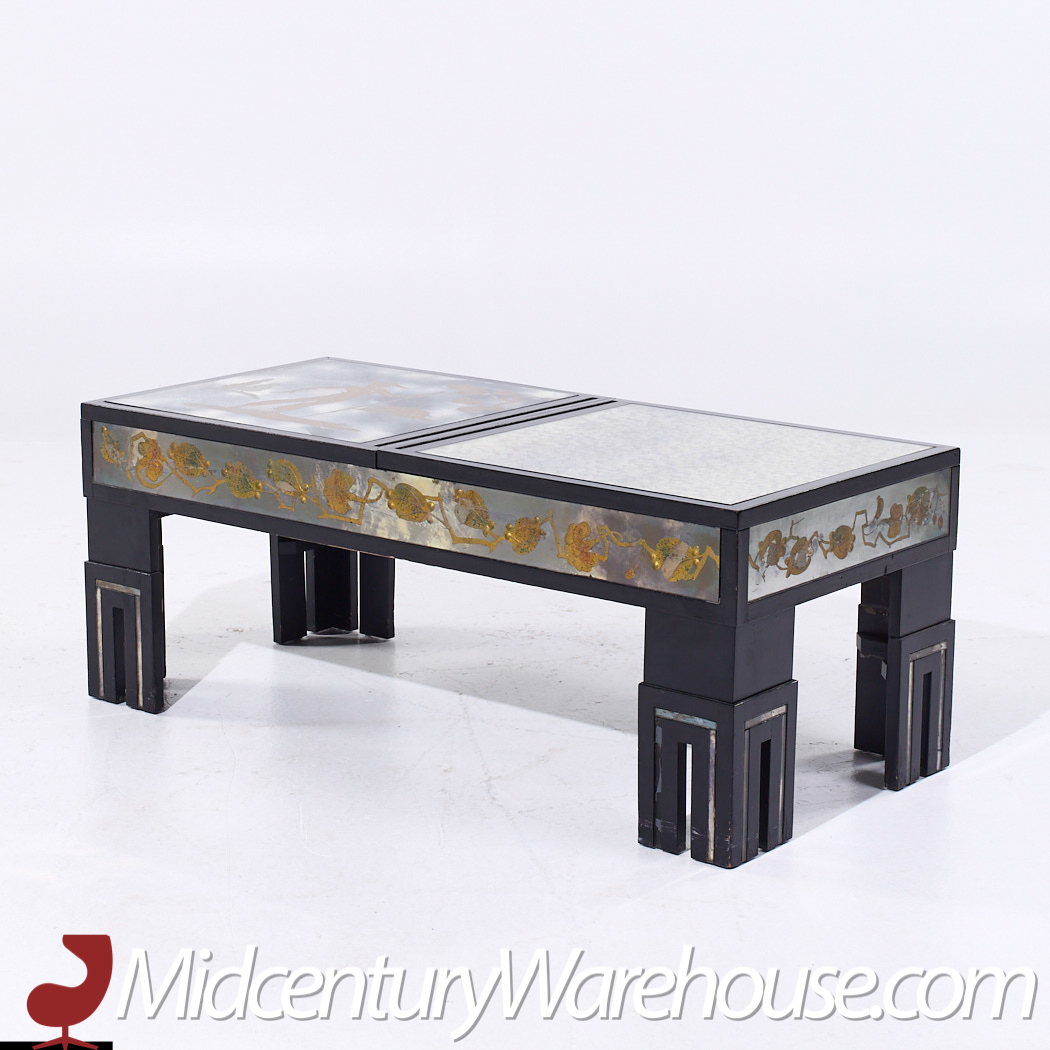 James Mont Mid Century Mottled Glass Coffee Table