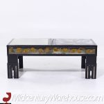 James Mont Mid Century Mottled Glass Coffee Table