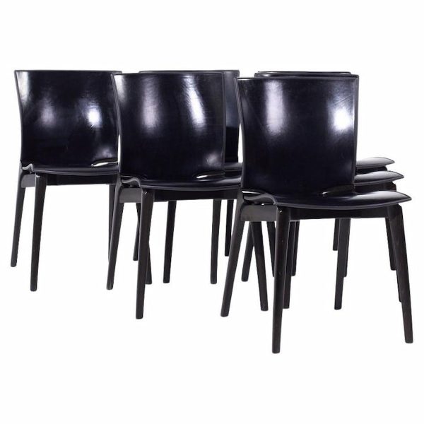 josep lluscà for cassina cos mid century italian leather dining chairs - set of 6