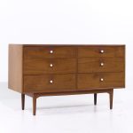 Kipp Stewart for Drexel Declaration Mid Century 6 Drawer Walnut Lowboy Dresser