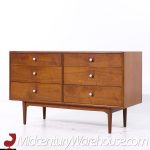 Kipp Stewart for Drexel Declaration Mid Century 6 Drawer Walnut Lowboy Dresser