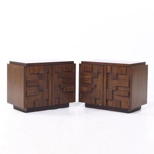 lane staccato mid century brutalist walnut nightstands - pair