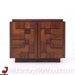 Lane Staccato Mid Century Brutalist Walnut Nightstands - Pair