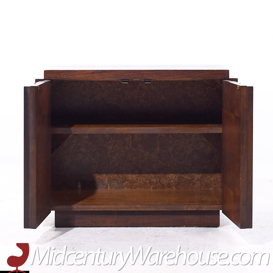 Lane Staccato Mid Century Brutalist Walnut Nightstands - Pair