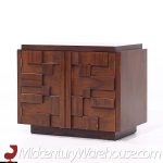 Lane Staccato Mid Century Brutalist Walnut Nightstands - Pair