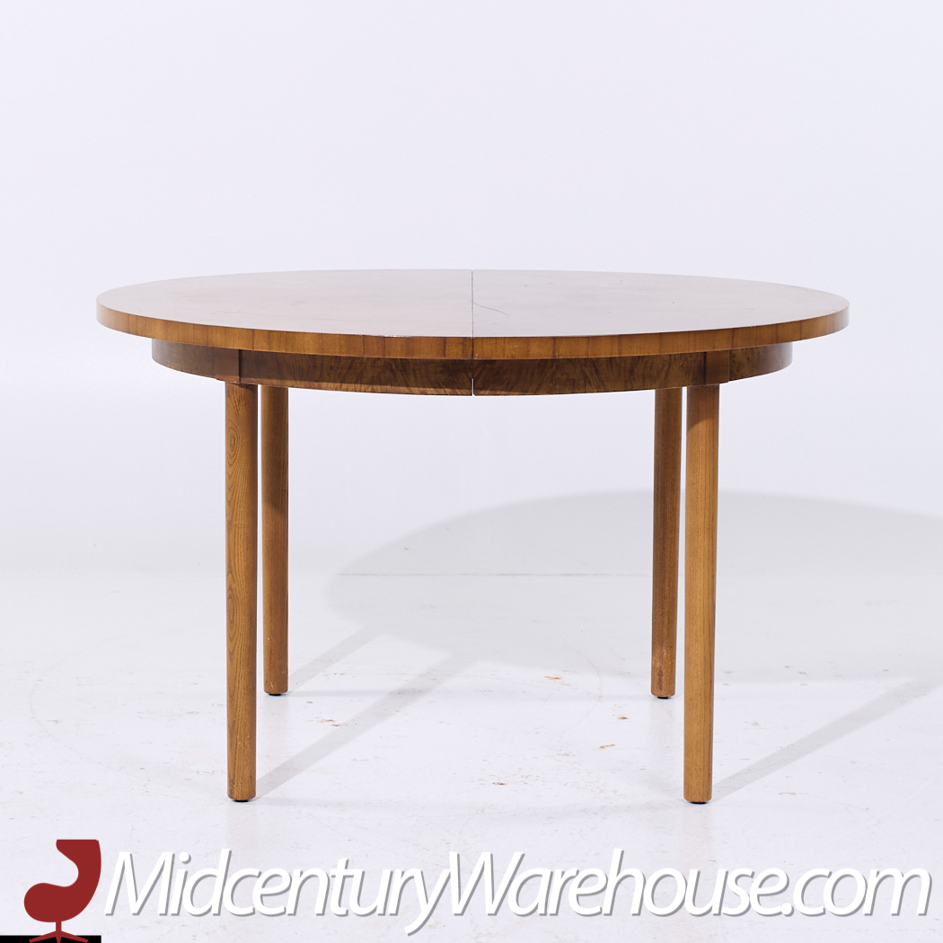 Mastercraft Mid Century Burlwood Expanding Dining Table with 3 Leaves