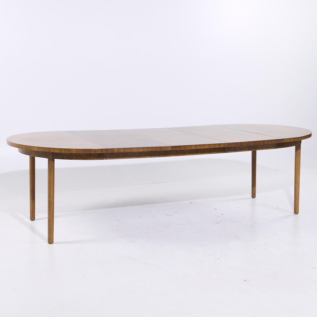 Mastercraft Mid Century Burlwood Expanding Dining Table with 3 Leaves