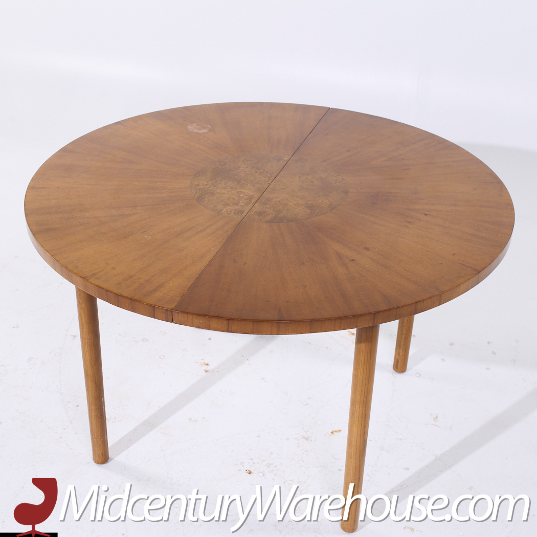 Mastercraft Mid Century Burlwood Expanding Dining Table with 3 Leaves