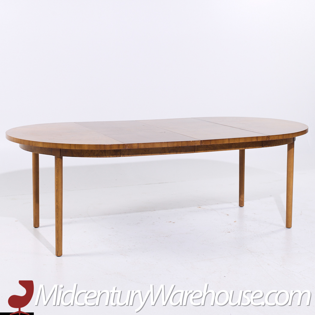 Mastercraft Mid Century Burlwood Expanding Dining Table with 3 Leaves