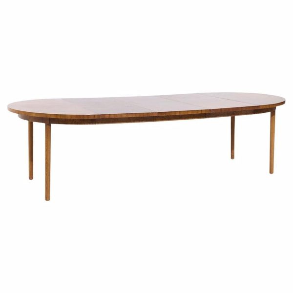 Mastercraft Mid Century Burlwood Expanding Dining Table with 3 Leaves