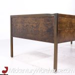 Mastercraft Style Mid Century Burlwood and Brass Excutive Desk