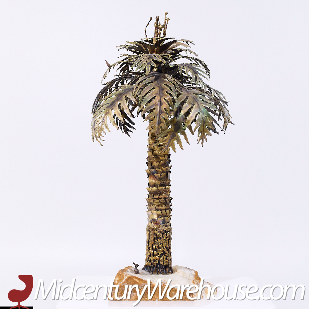 Curtis Jere Style Mid Century Brass Palm Tree Sculpture