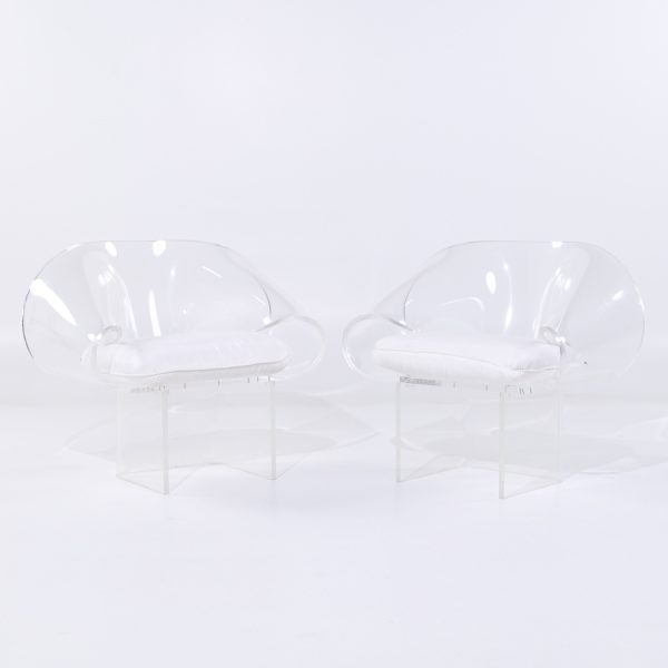 Robert Van Horn Mid Century Lucite Ribbon Chairs - Pair