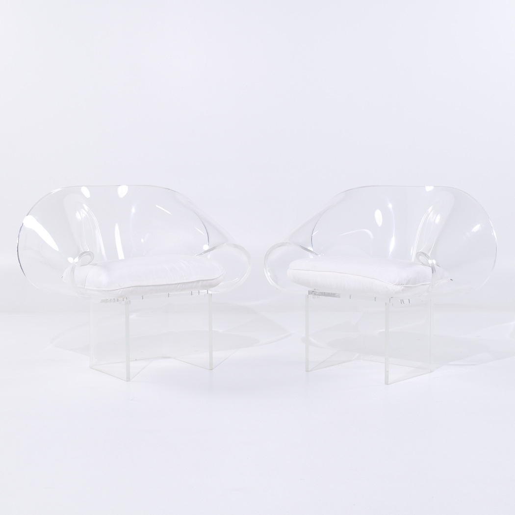 Robert Van Horn Mid Century Lucite Ribbon Chairs - Pair