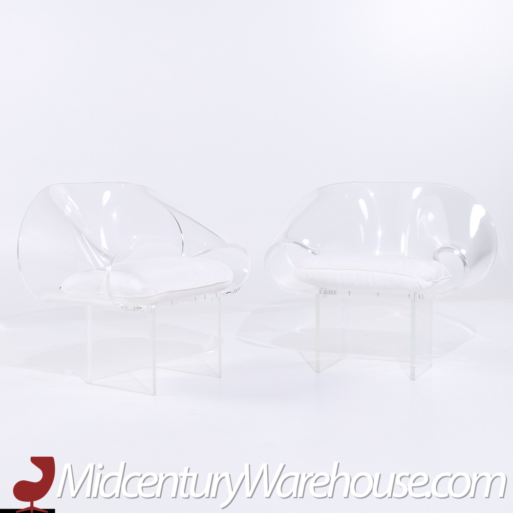 Robert Van Horn Mid Century Lucite Ribbon Chairs - Pair