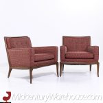 Robsjohn Gibbings for Widdicomb Mid Century Walnut Saber Leg Lounge Chairs - Pair