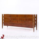 William Hinn Mid Century Walnut Curved Front Lowboy Dresser