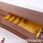 William Hinn Mid Century Walnut Curved Front Lowboy Dresser