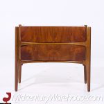 William Hinn Mid Century Walnut Curved Front Nightstands - Pair