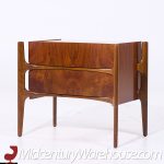 William Hinn Mid Century Walnut Curved Front Nightstands - Pair