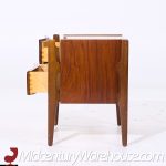 William Hinn Mid Century Walnut Curved Front Nightstands - Pair