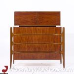 William Hinn Walnut Curved Front Highboy Dresser