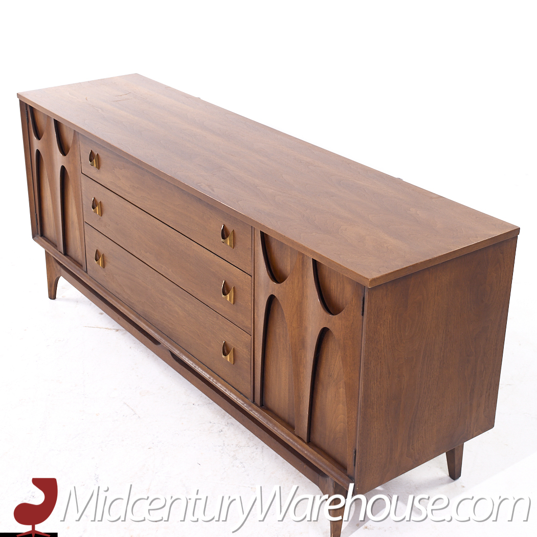 Broyhill Brasilia Mid Century Walnut Long Lowboy Dresser