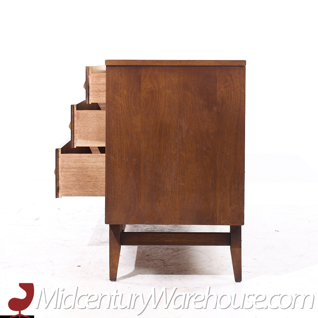 Broyhill Brasilia Mid Century Walnut Long Lowboy Dresser
